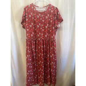 h - Red Floral Stretch Dress – Size XL